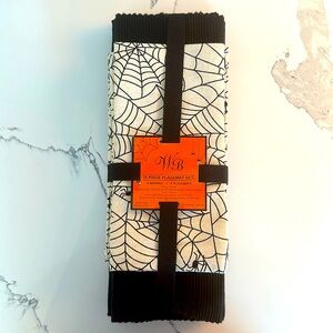 Halloween Placemat Set Spiderweb Cotton Napkins and Black Cotton Placemats